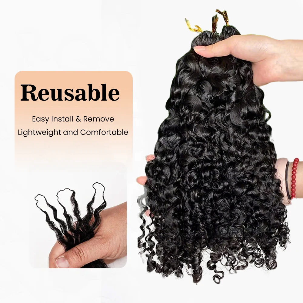 Burmese Curly Human Crochet Human Hair Feather Line Crochet Hair Braids For Thin Hair Woman Micro Pre Looped Crochet Hair