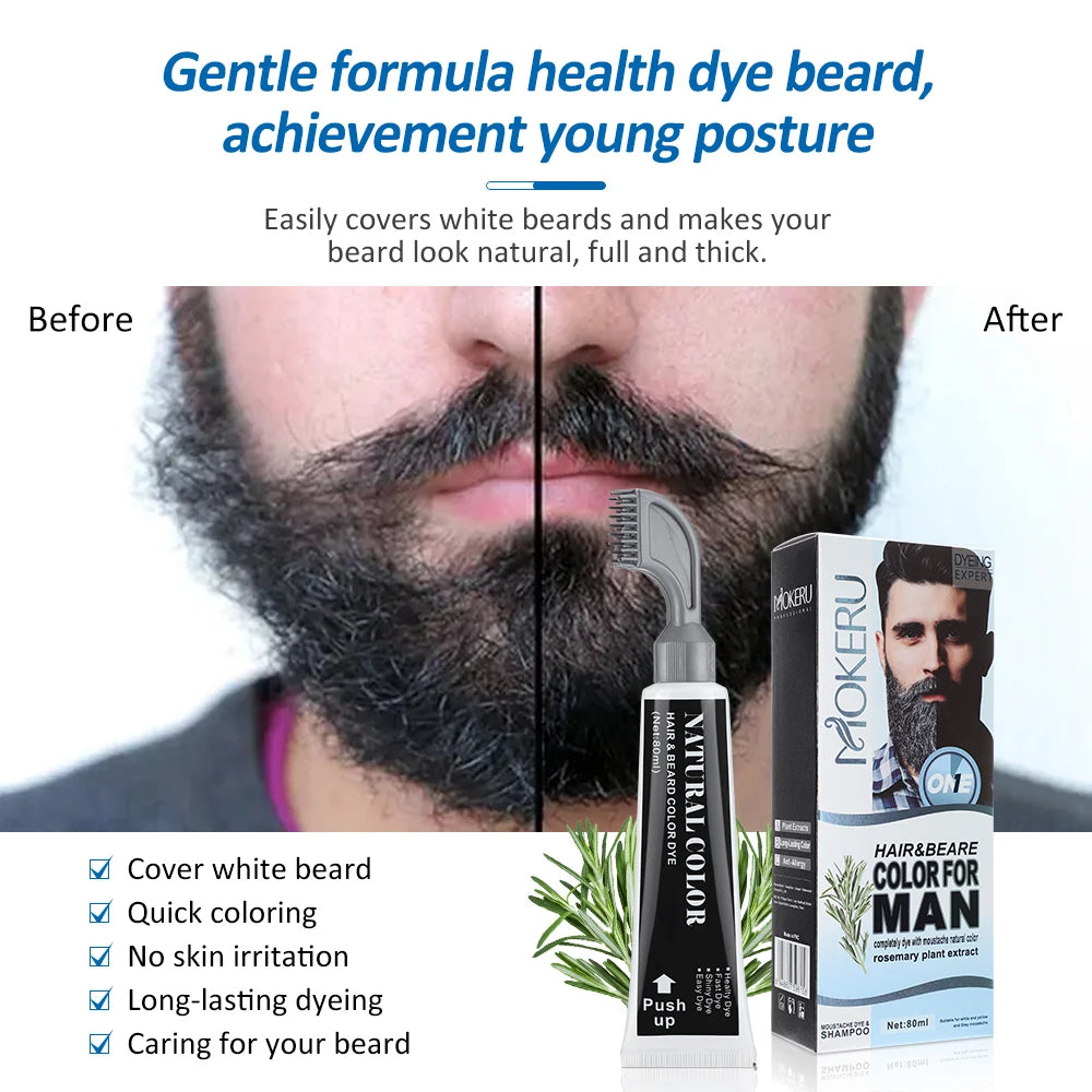 Black Beard Dye Cream With Comb Hair Beard Dye Shampoo Fast Instant Hair Dye Cream Long Lasting 3 Minutes Hair & Beard Dyeing