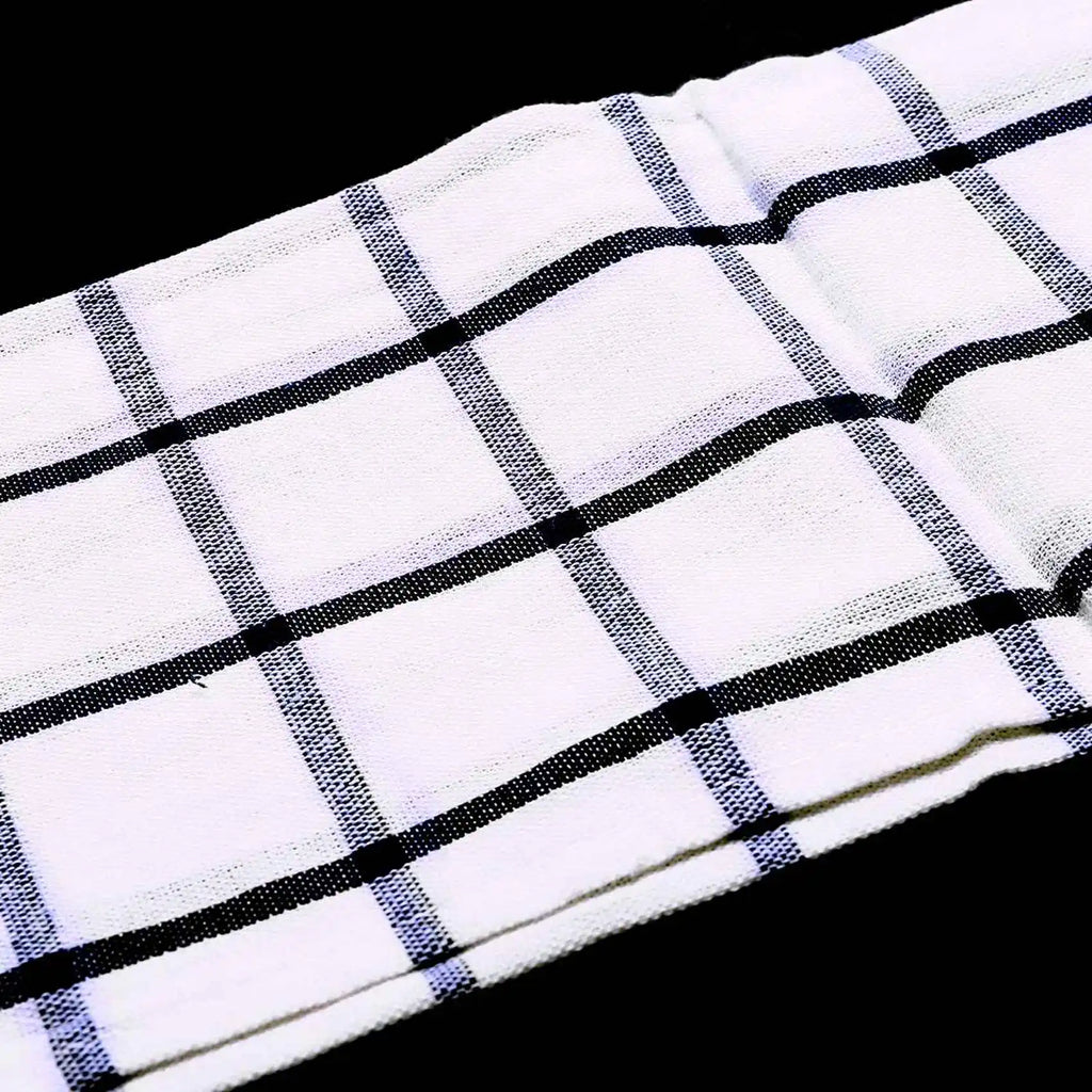 M12K-6Piece High Quality Blue White Plaid Striped Tea Towel Kitchen Towel Napkin Table Cloth 100% Cotton Woven Fabric