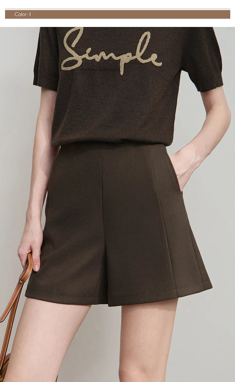AMII 2025 Autumn Concise for Loose Casual Wide-leg Female pants Elegant Office Lady Simple  Shorts Bottoms 12523083