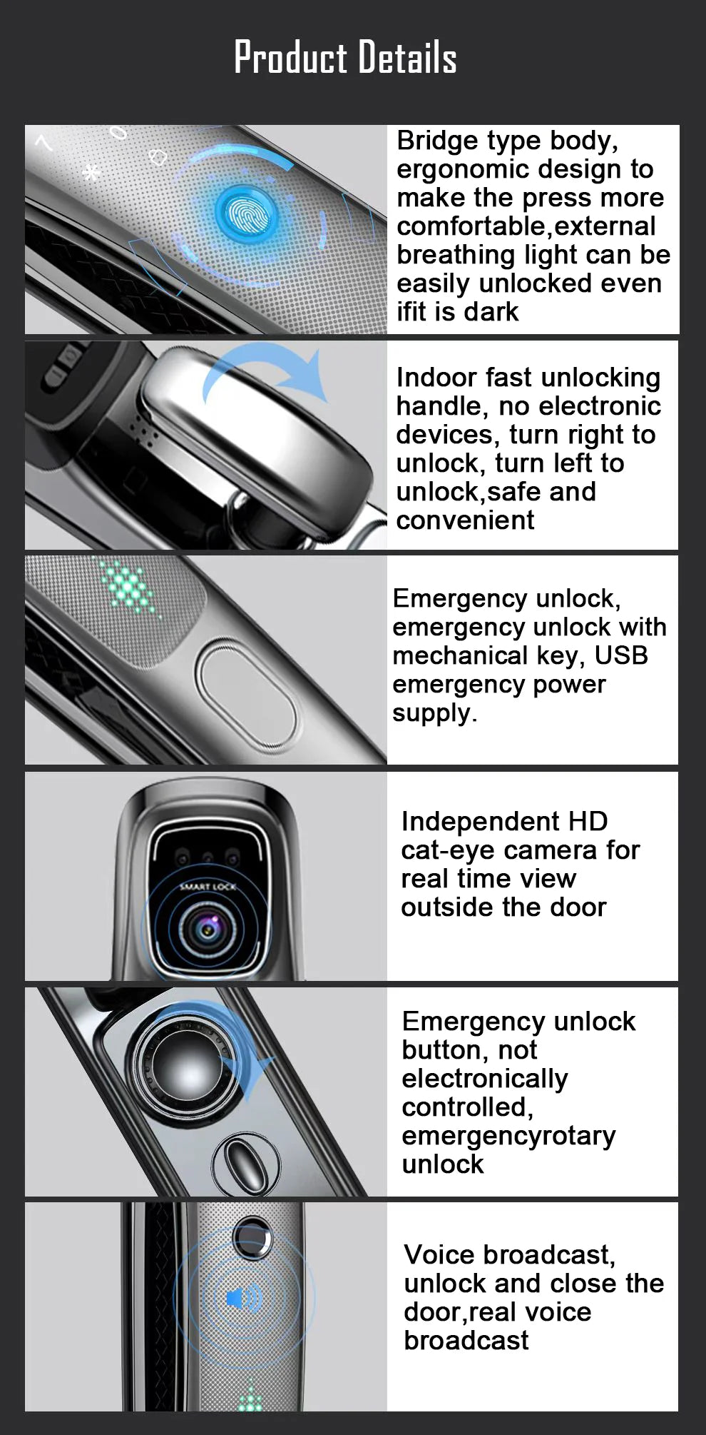 Wifi Tuya APP Face Recognition Smart Door Lock With Camera Video Call Voice Intercom Digital Door Lock Automatic Door Lock