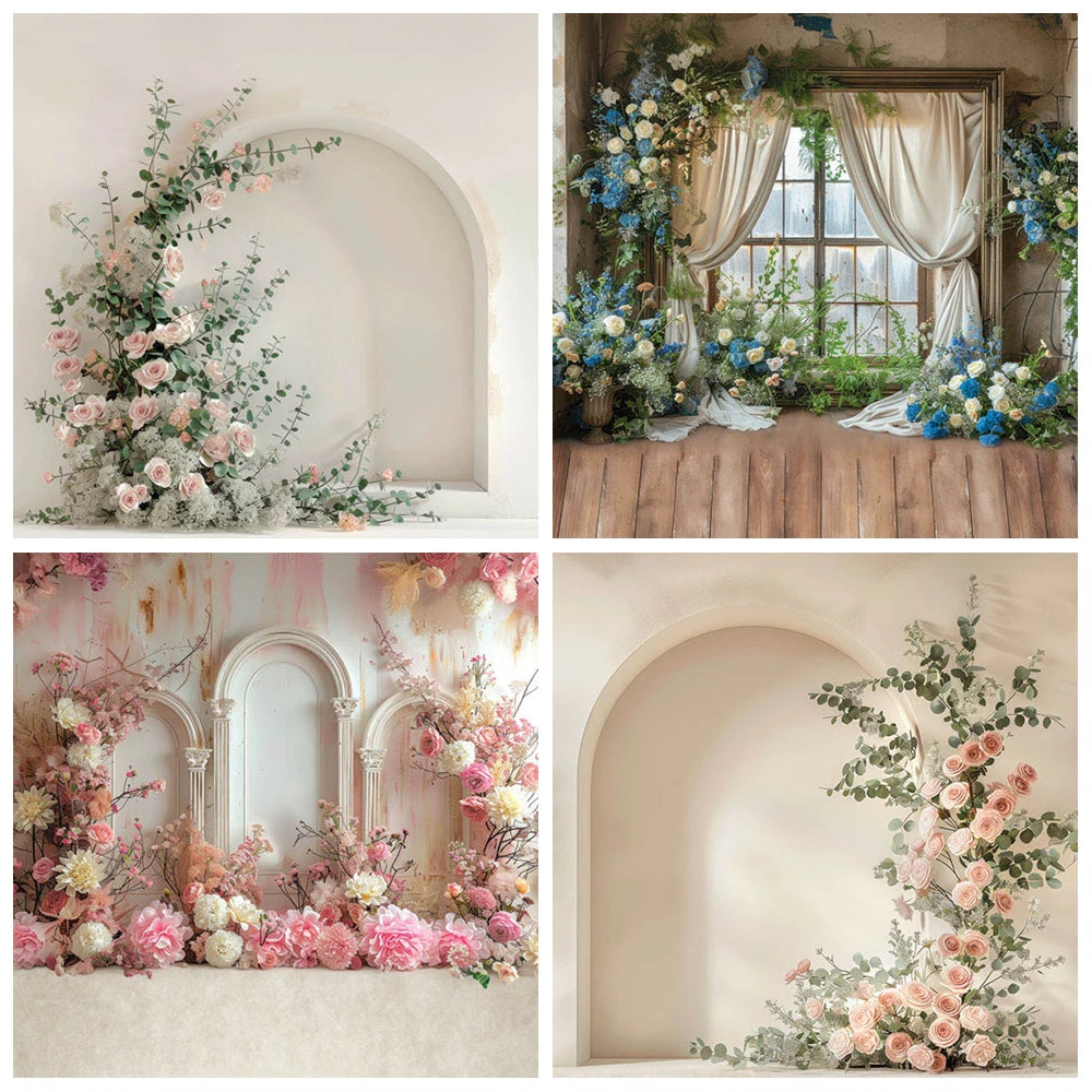 Interior Arch Boho Floral Photography Background Adult Birthday Wedding Maternity Portrait Decor Backdrop Photo Studio Supplies