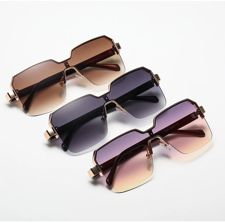Men Women Frameless Square Sunglasses Luxury Brand Design Fashion Vintage Sun Glasses Square Alloy Frames Shades Eyewear UV400