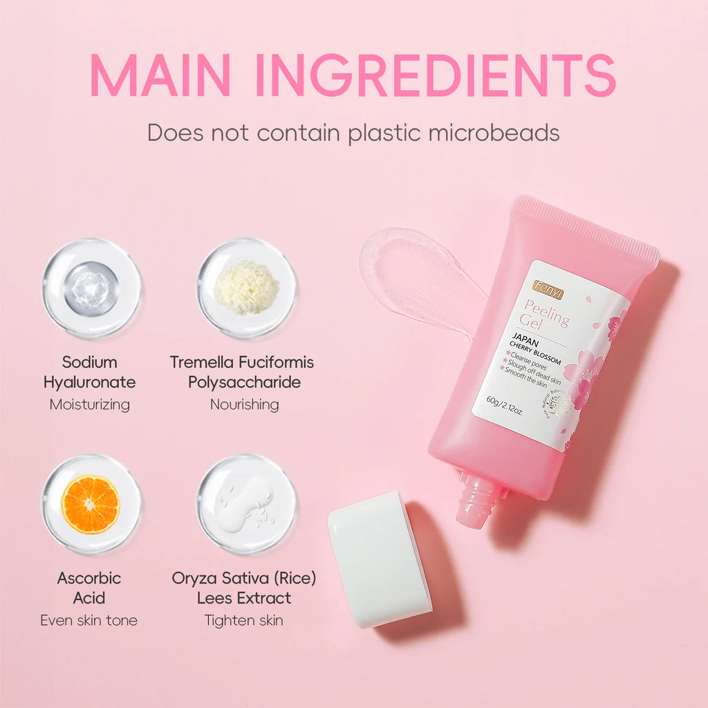 Sakura Peeling Gel Gentle Facial Exfoliator Remove Dead Skin Deep Clean Pores Hydrating Smooth Skin Facial Care 60g