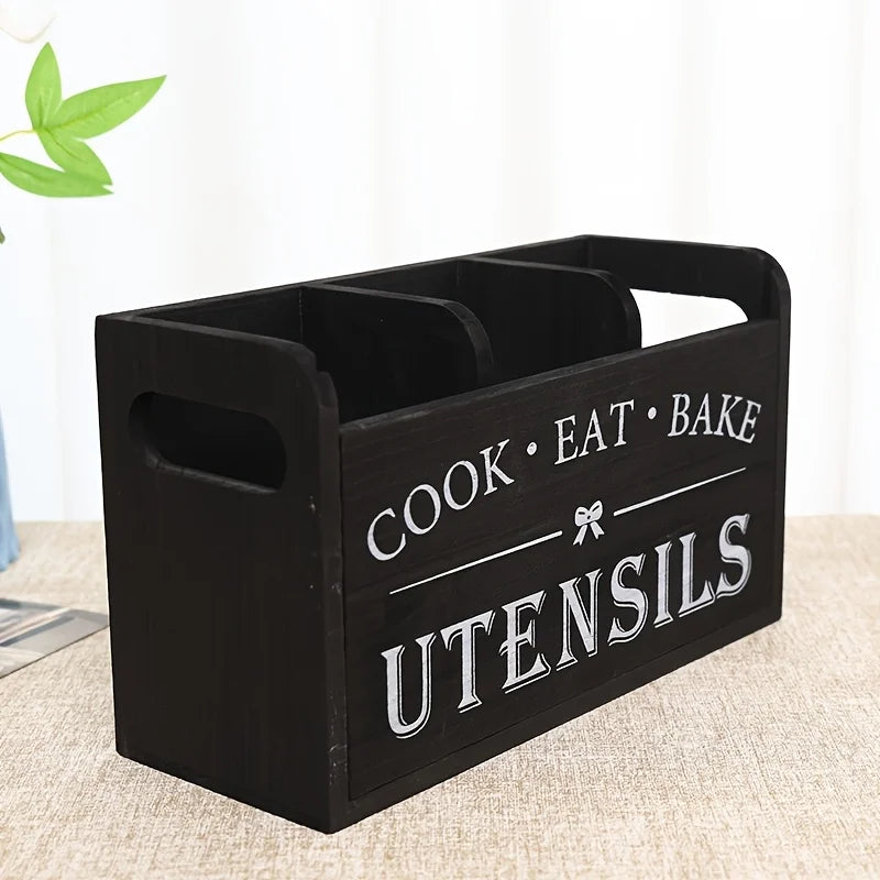 5pcs/Set Cutlery Rack Compartments Cutlery Box Wooden Cutlery Box Suitable For Kitchen Counters Cutlery Storage Box Fork Spoon