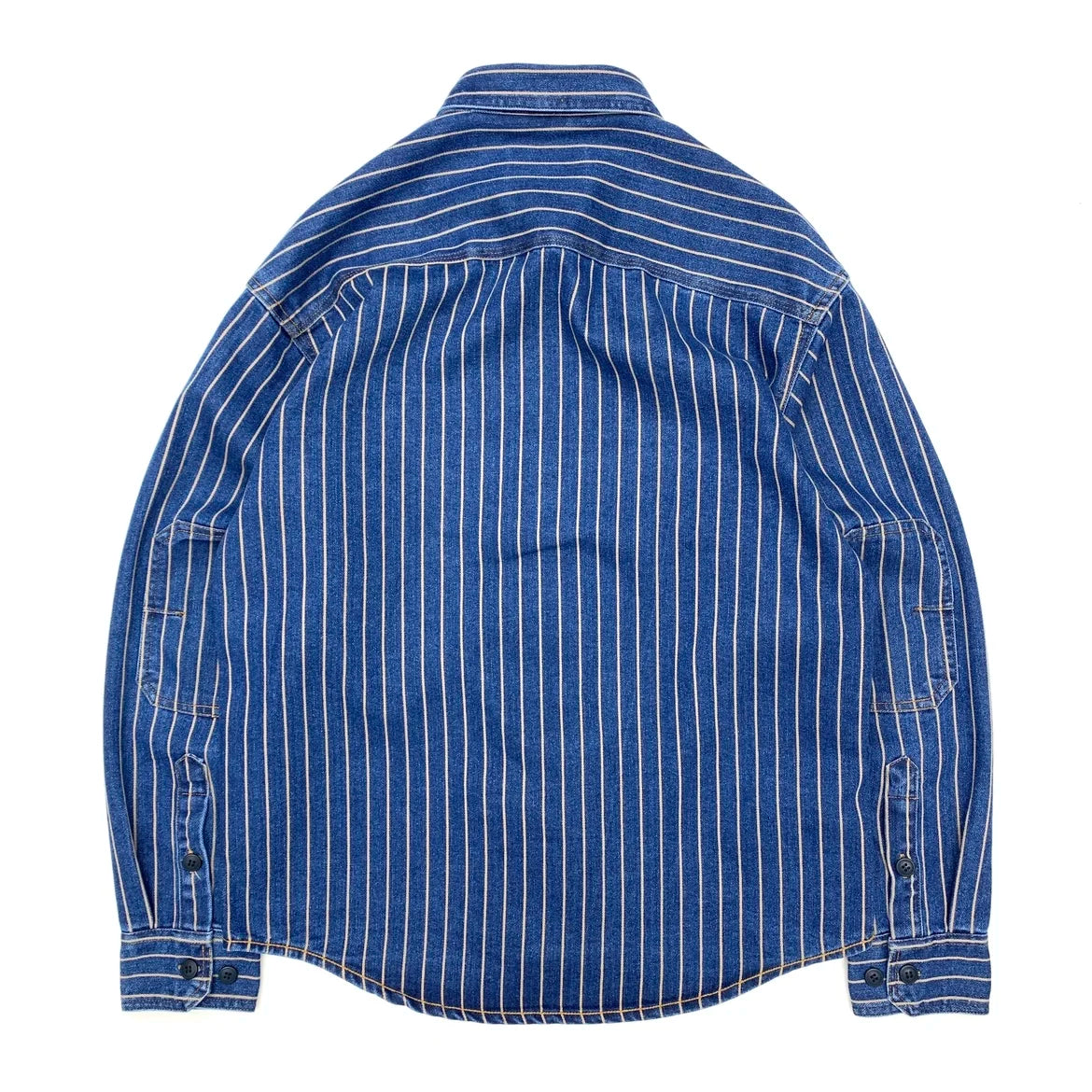 2025 Autumn New American Retro Heavyweight Striped Denim Shirt Jacket Men's 100% Cotton Washed Old Fashion Loose Casual Coat