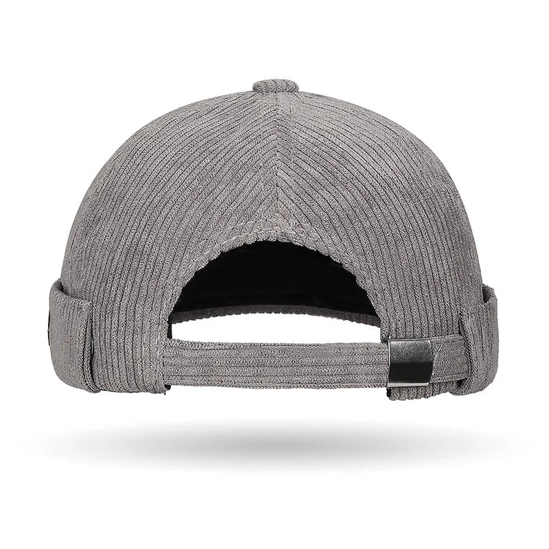 Autumn and winter corduroy brimless casual hat, personalized yuppie hat, men's and women's striped velvet melon skin hat