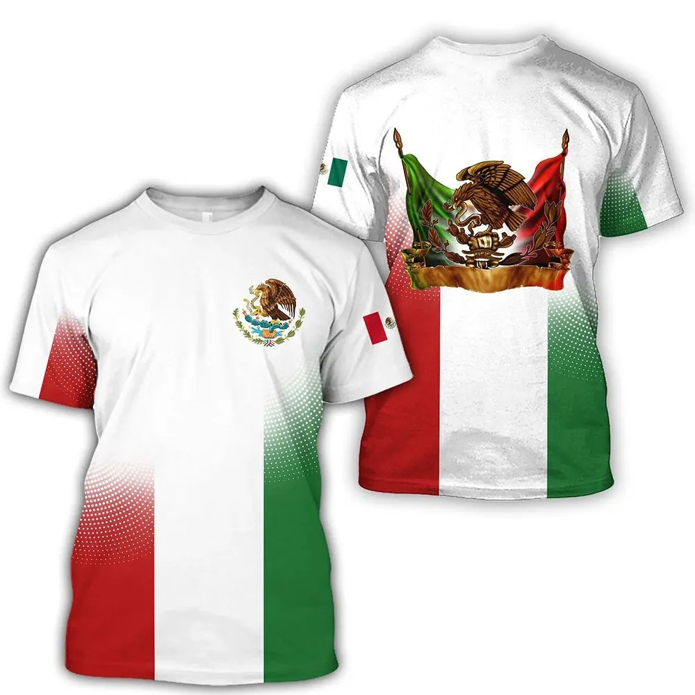 Mexico T-Shirts Mexican Flag 3D Print Streetwear Men Women Casual Fashion Oversized Short Sleeve T Shirt Male Tees Tops Clothing