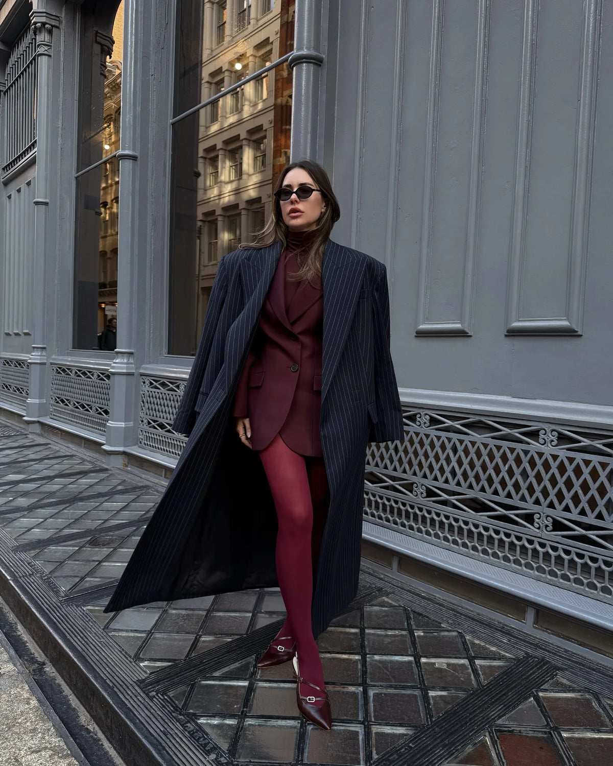 Women Burgundy Waist Cinching Blazer Coat Fashion Full Sleeve Lapel V-neck Button Slim Jacket 2026 Lady Spring Autumn Outwear