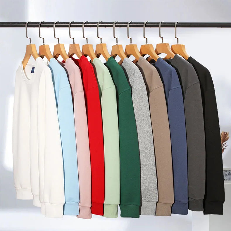 Custom Embroidery Logo Solid Sweatshirts Spring Autumn Warm Sweatshirt High Quality Men Tops Male Brand Hip Hop Pullover
