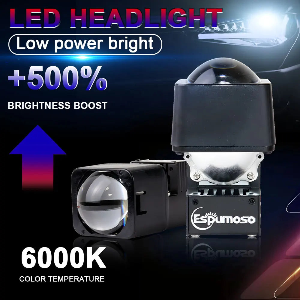 LED High Beam Projector 1.5 inch Matrix LED Lens 10000LM Bi-led Auxiliary Headlight Fog Light For Car Motorcycle Accessories