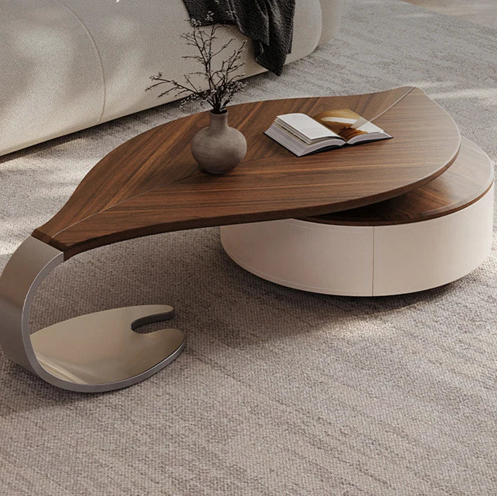 Modern Leaf Shape Walnut Veneer Coffee Table Light Luxury Living Room Home New Designer Creative Special Shape Coffee Table