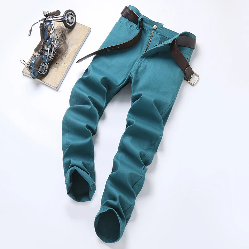 Men's Classic Denim Pants 2022 New Fashion Casual Straight Stretch Slim Fit Jeans High Quality Cotton Colorful Brand Pants