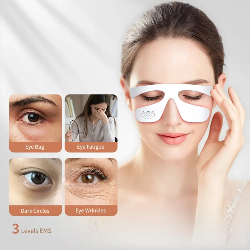 Smart Eye Massager 3D Red Light Eye Fatigue Dark Circles Relaxing Under-Eye Glasses Massage Beauty Machine