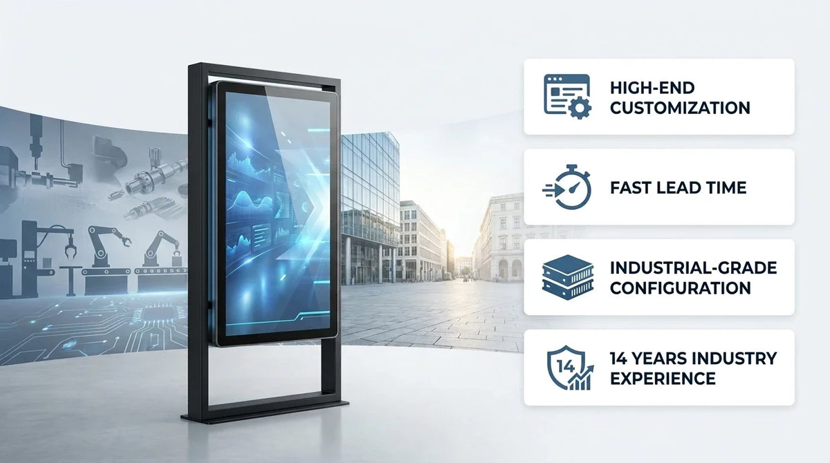 65 Inch 55 Inch Single Dual Side LCD Digital Signage High Brightness 2500 Nits Window Facing Advertising Android Player