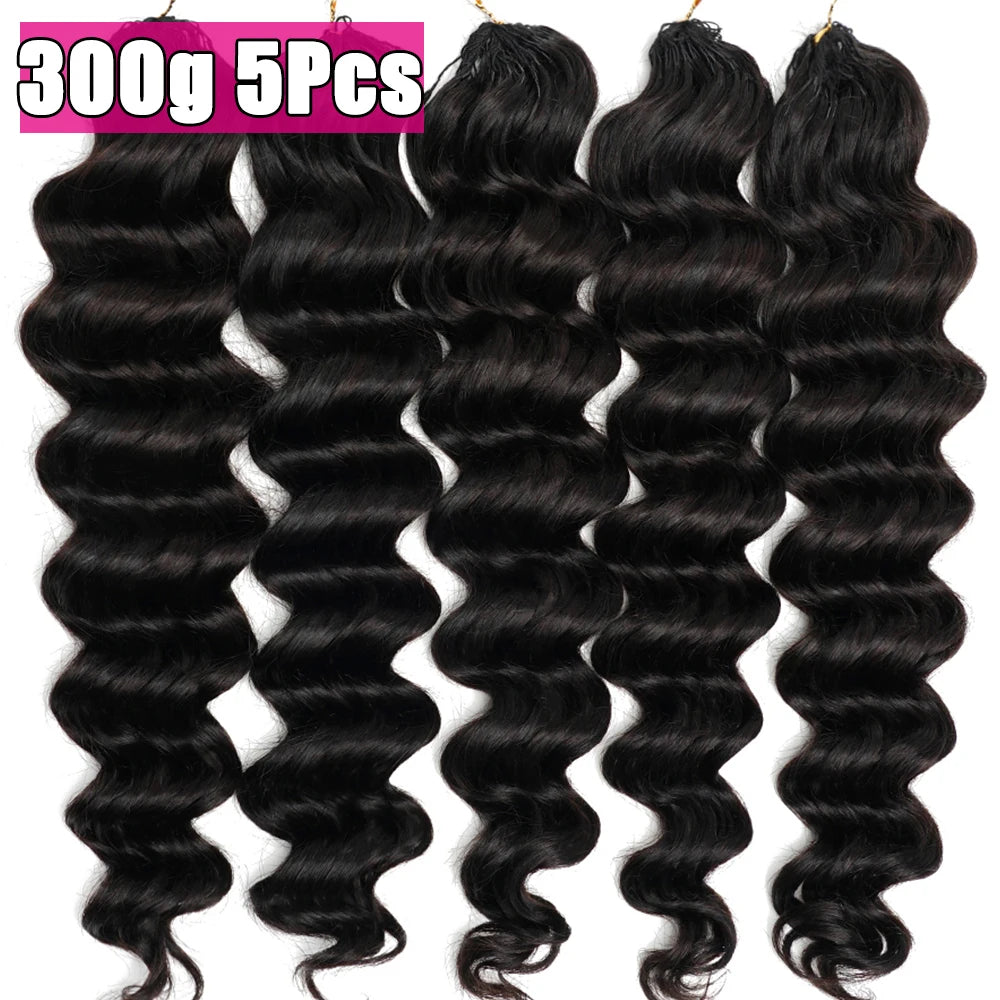 Ocean Wave Miracle Knots Crochet Human Hair Pre-Separated Feathered Human Crochet Hair 60g/pcs Burmese Curly Human Hair Bundles