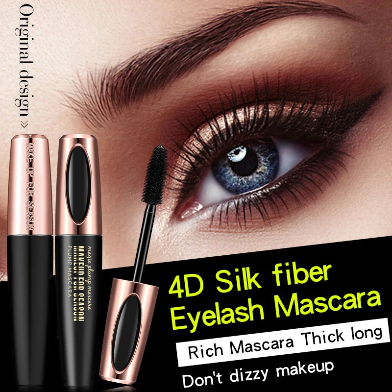 Waterproof 4D Mascara Thick Long Smudge-proof Plump Encrypted Long-lasting Curling Large Eye Makeup, Makeup Tools
