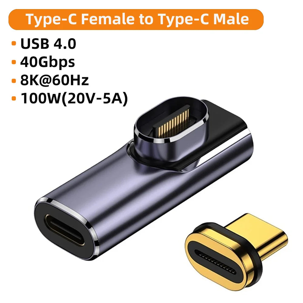 100W Type C Adapter OTG 40Gbps Magnetic Fast Data Transfer Tablet USB 4.0 Charging Converter for Phone Macbook Air Pro Laptop