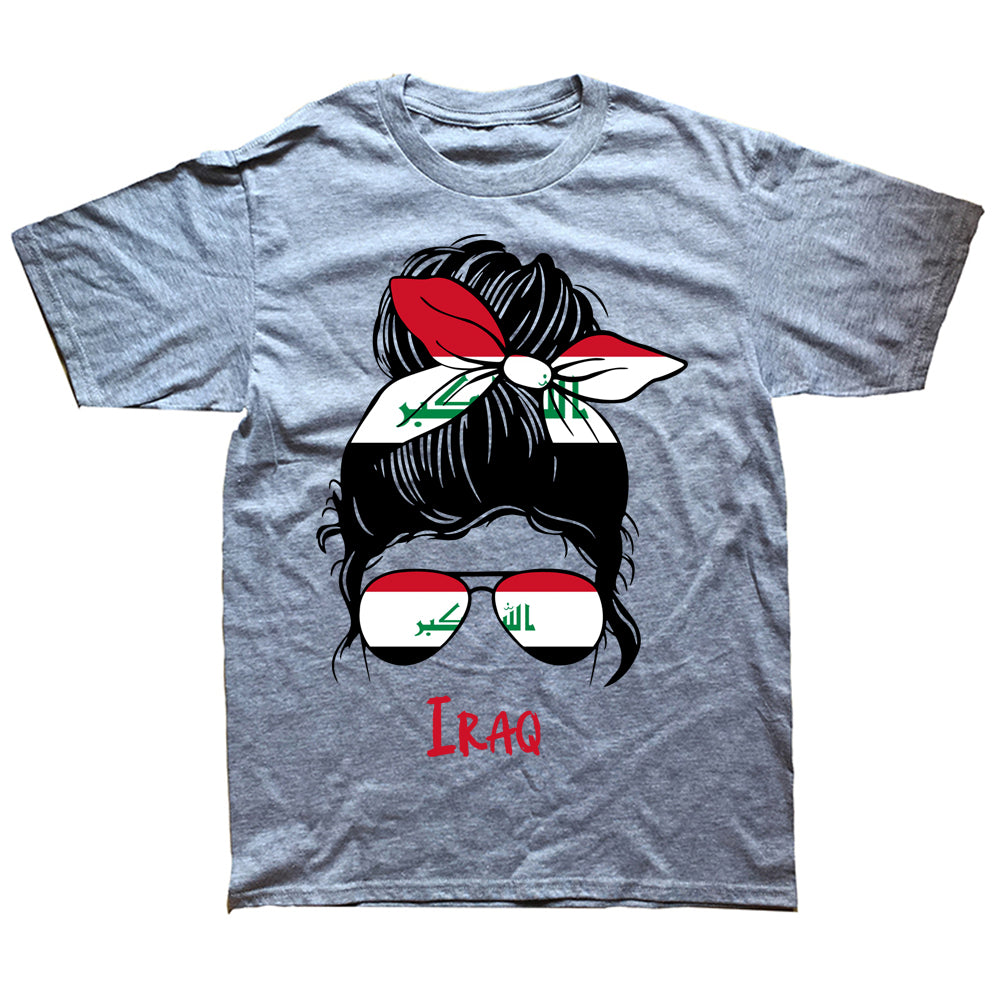 Funny Iraqi Iraq Girl Woman Flag T Shirts Summer Tee Tops Round Neck Short-Sleeve Fashion Tshirt Clothing Casual Basic T-shirts