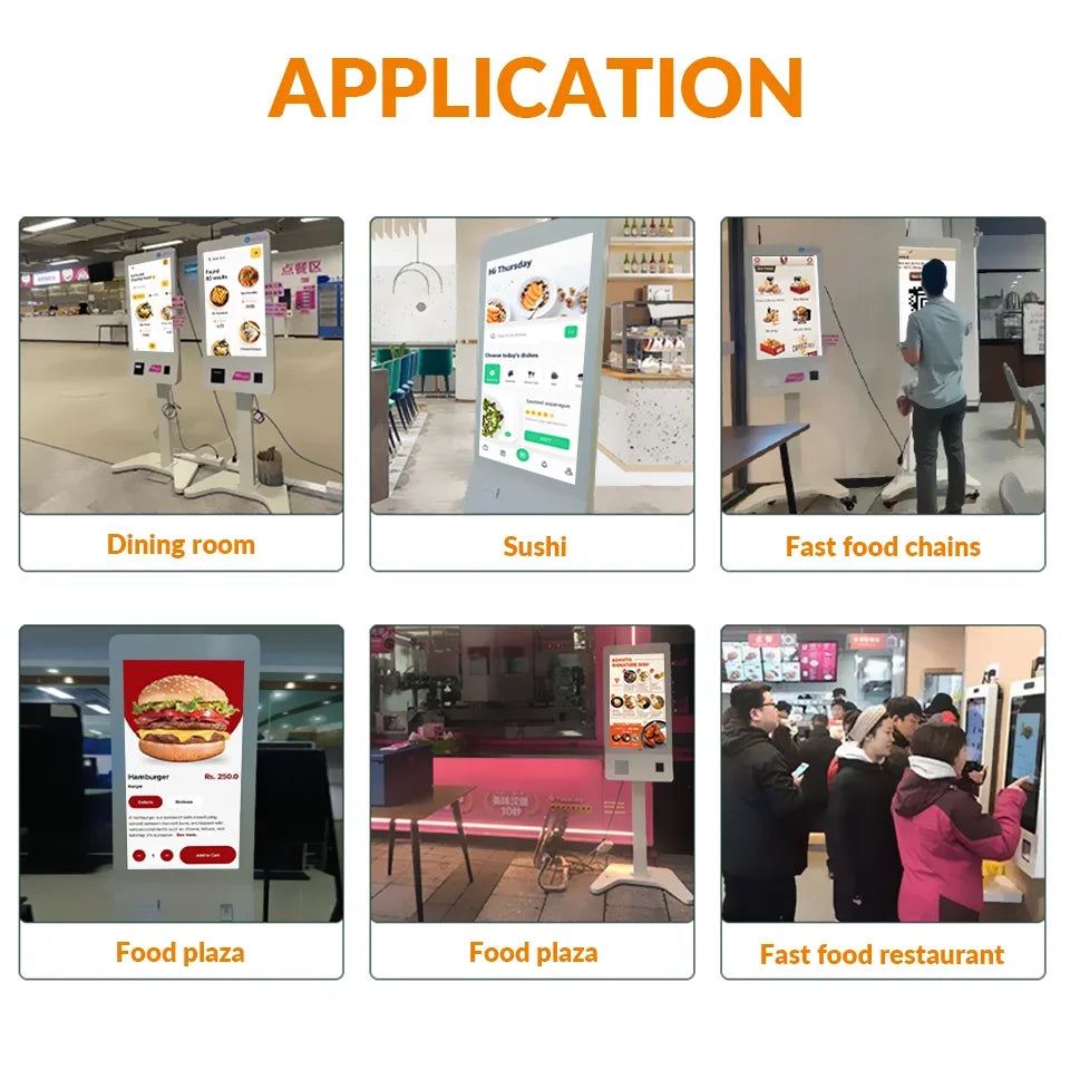 -Inch interactive digital nage kiosk for self-service ordering payment systems in rtaurants and cafeterias