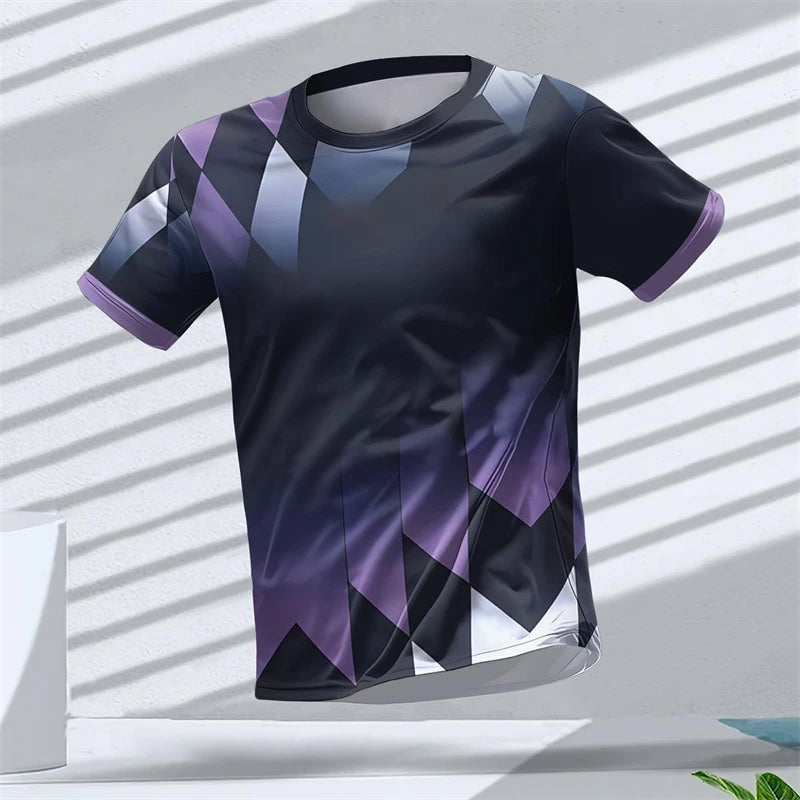 Geometric Graphic 3D Printed Sports T Shirts Summer Casual Running Table Tennis T-shirts Trendy Streetwear Mens Tees Fashion