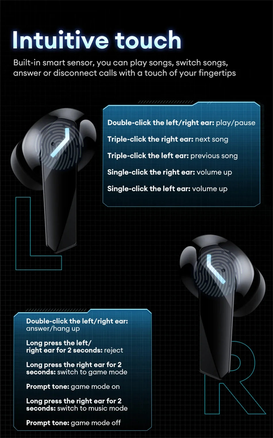 Lenovo XT53 Wireless Upgrade Bluetooth 5.4 Earphones Ultra Long Endurance Low Latency Gaming Headset LED Digital Display Earbuds