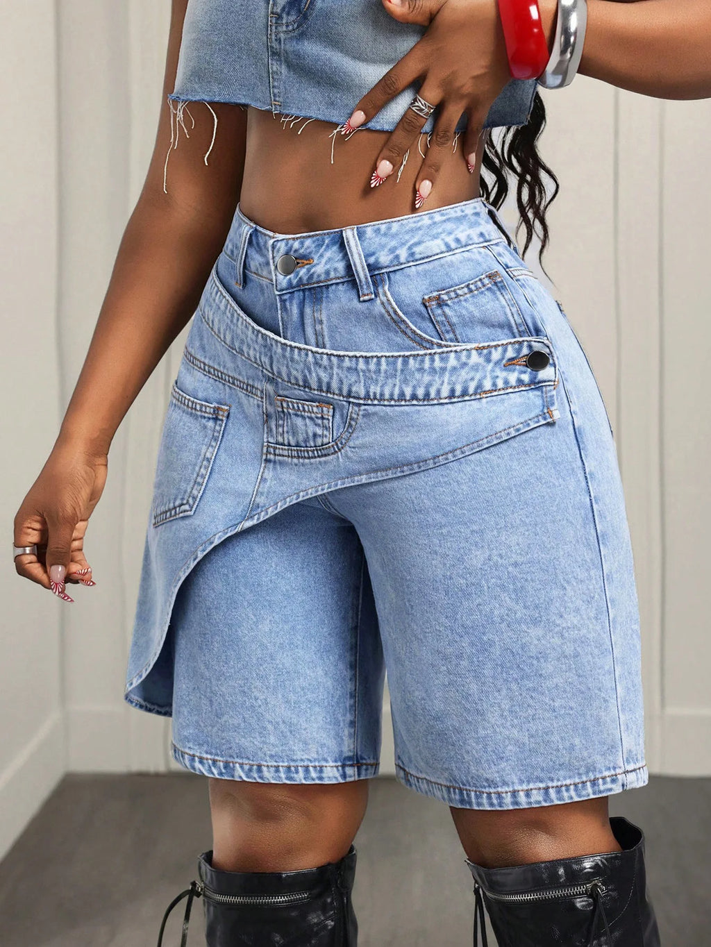 Women Denim Pant Jeans Vintage Wide Leg Knee Length Pants High Waist Straight Trousers Y2k Streetwear Elegant Casual Loose
