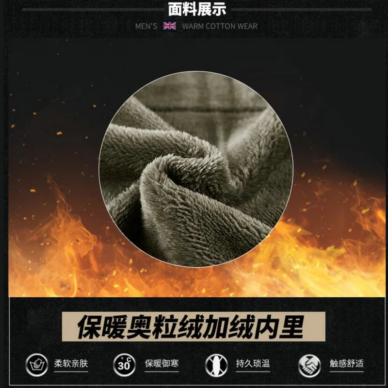 2026 Solid Men's Fleece-Lined Cycling Jacket New Arrival Winter Windproof Stand-Collar Zip-Up Thicken Warm Plush Coat Clothing