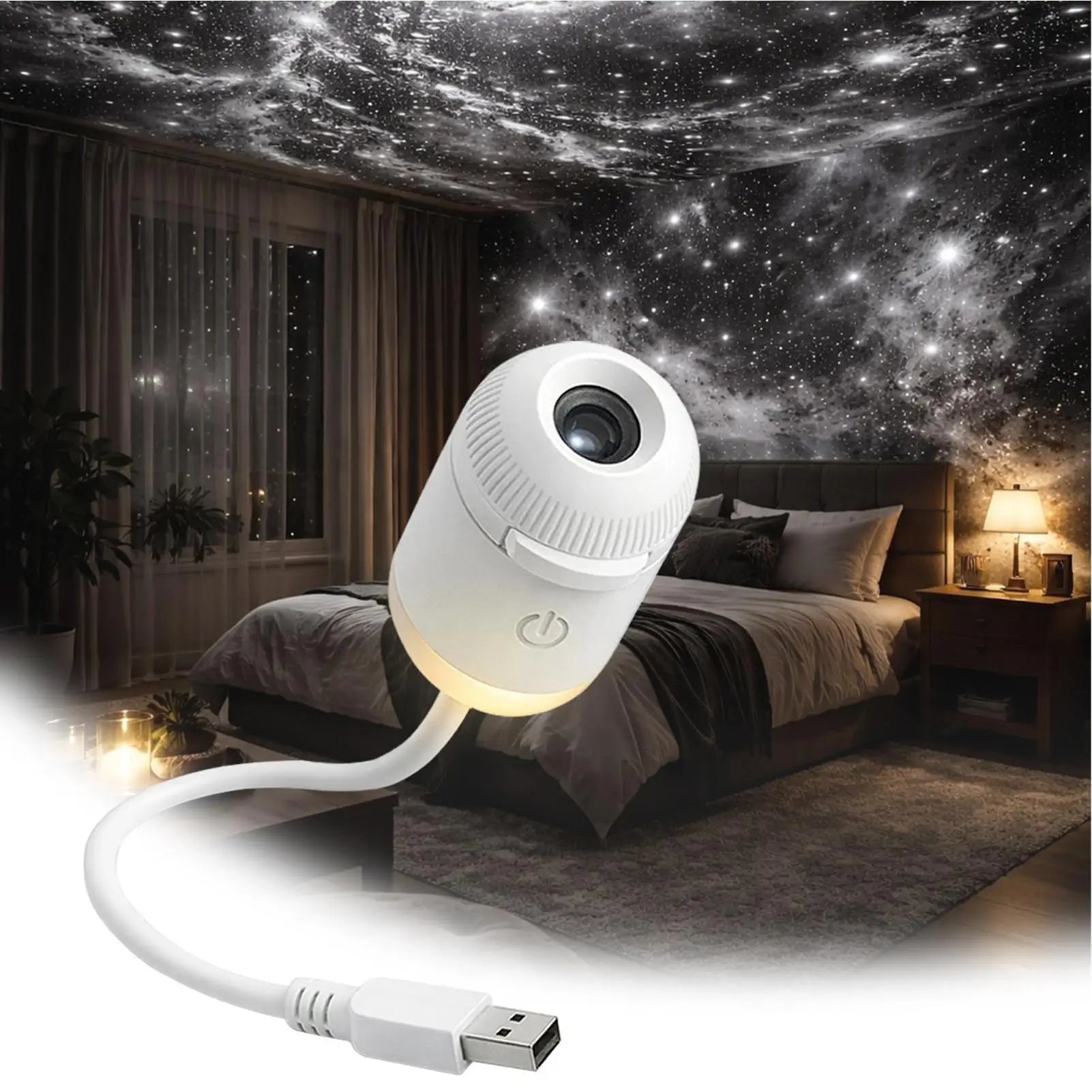 USB Car Atmosphere Projector Light Car Interior Ambient Light LED Starry Star Light Party Decor Romantic Saturn Galaxy Light