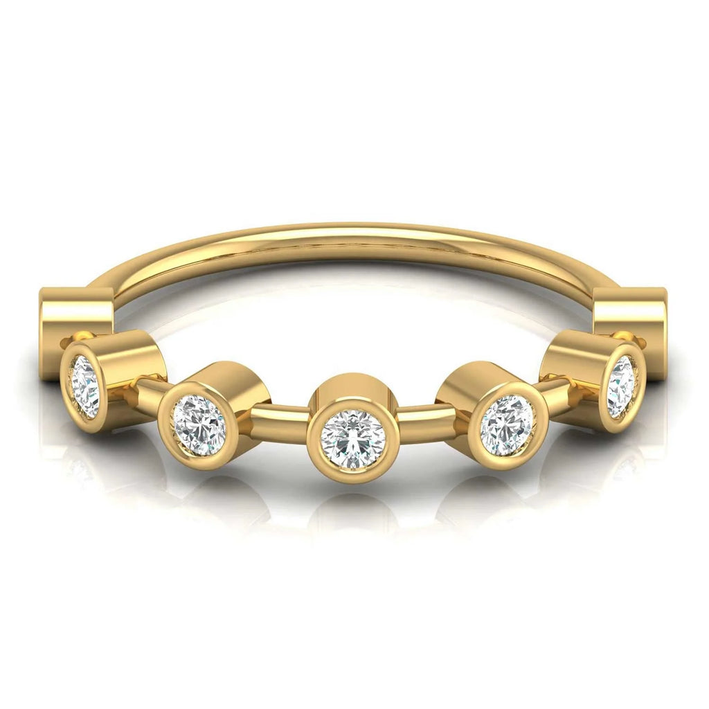 Lab Grown Diamond Bezel Set Rose Gold Plated Eternity Band 9K 10K 14K 22K Stackable Rings Women Indian Jewelry Set Latest Design