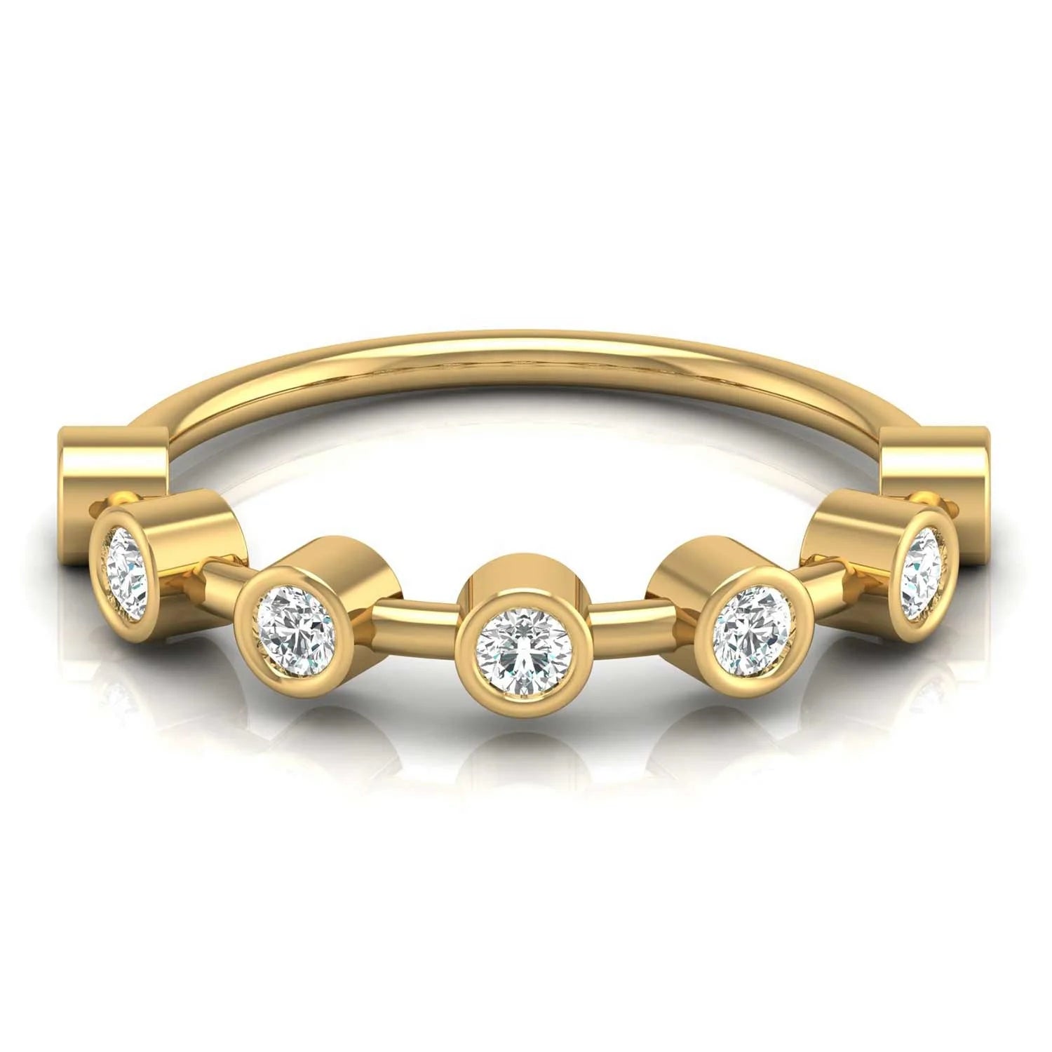 Lab Grown Diamond Bezel Set Rose Gold Plated Eternity Band 9K 10K 14K 22K Stackable Rings Women Indian Jewelry Set Latest Design