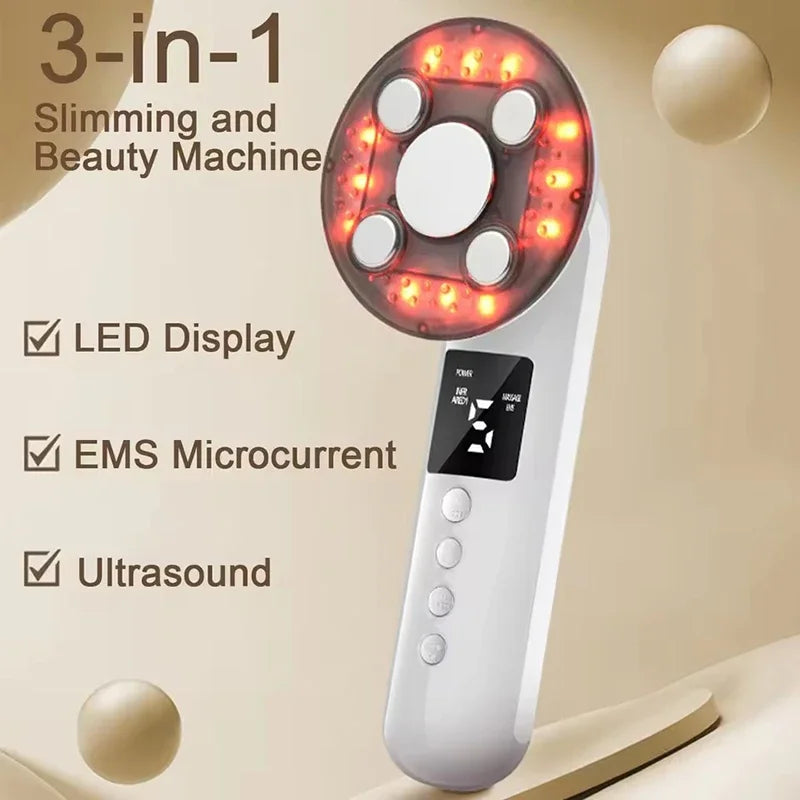 3 IN 1 EMS Ultrasound Machine Body Slimming Vibrating Massager Anti-Cellulite Fat Burner Facial RF Infrared EMS LED Light Device