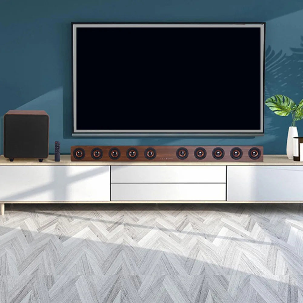 39.5 TV speaker with subwoofer 2.1 soundbar for TV coaxial/optical/card, with EQ adjustable surround sound