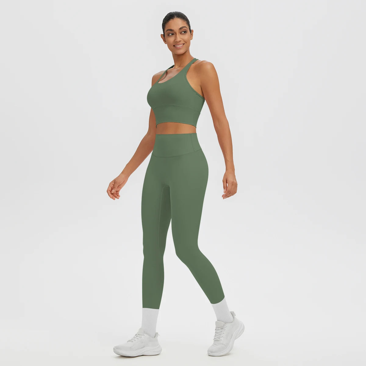 2PCS Women's Sports Pants Yoga Set Sexy Backless I-shaped Vest with Chest Pad Shock-absorbing Running Yoga Tank Top Yoga Pants