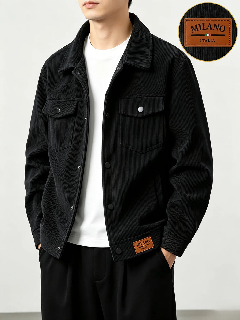 Men's Corduroy Jacket Casual Lapel Button Up Coat With Pockets Autumn Winter Outdoor Streetwear Male Overcoat
