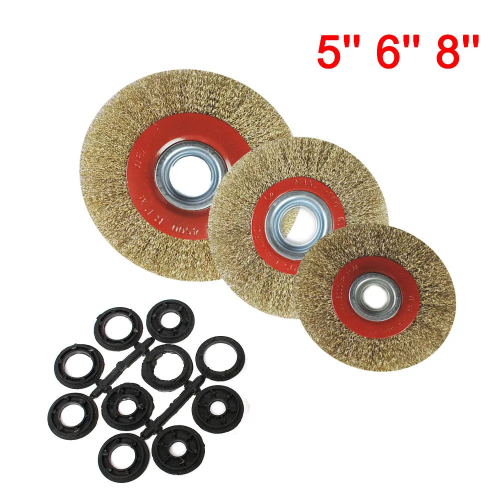 Flat Steel Wire Wheel Brush 5" 6" 8" Steel Wire Brush Rust Removal Polishing Tools For Bench Grinder Polish 125mm/150mm/200mm