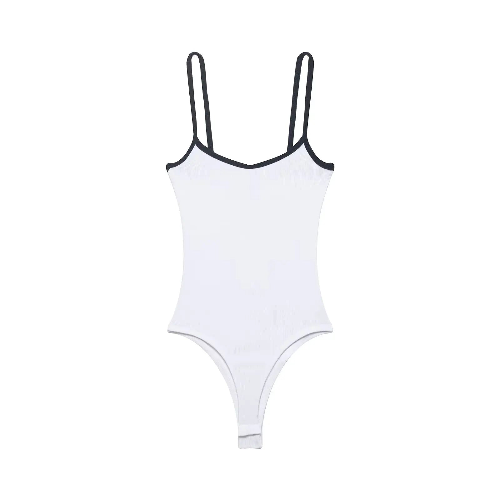 Women's Jumpsuit 2026 Summer New Cute Hot Girl Style Fashion Round Neck Color-Blocked Piping Straps Cotton Blend Fabric
