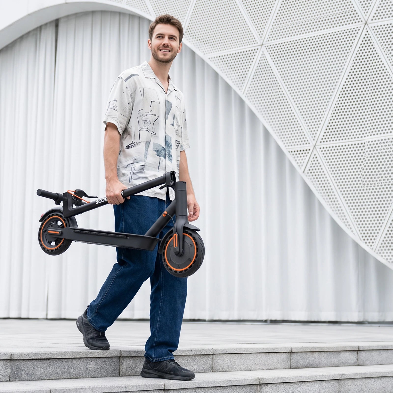 Electric scooters for adults, 8.5" Tire, Max 19 Miles and 19 Mph, 550W Foldable E Scooter with Side Light & APP