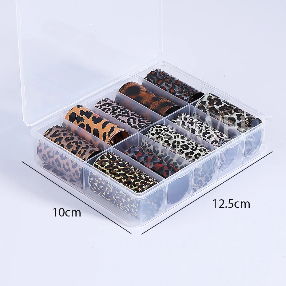 1Box Leopard Print Transfer Nail Foils Sticker Sexy Wild Animal Pattern Design Transfer Decals Sliders DIY Manicure Decoration