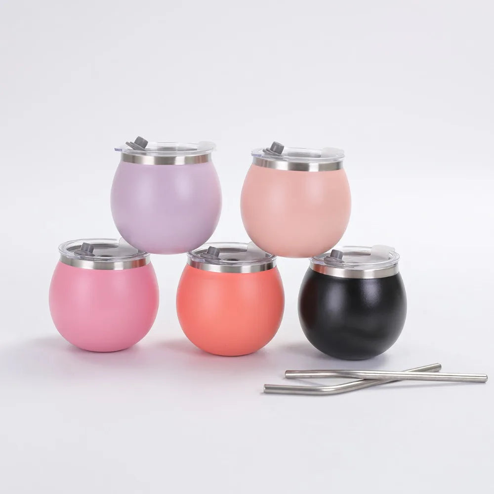 Mini Double Wall Argentine Yerba Mate Cup 5oz Stainless Steel Insulated Cups with Straw and Lid Tumbler Cup Outdoor