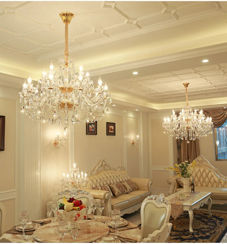 Luxury Living Room Decorate LED Ceiling Pendant Lights Indoor Hanging Lights Fixture Home Crystal Chandeliers Villa Lighting