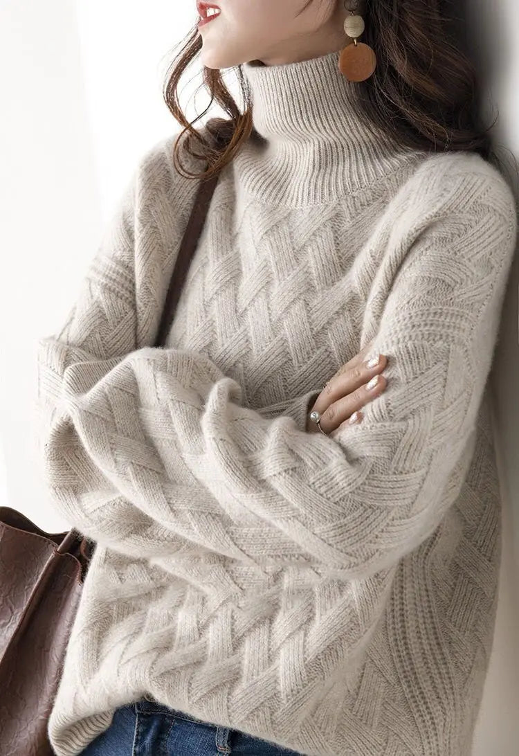2024 New Women Loose Sweater Winter Casual Chic Cashmere Oversize Thick Sweater Pullovers Pullover Female Long Sleeve S-3XL
