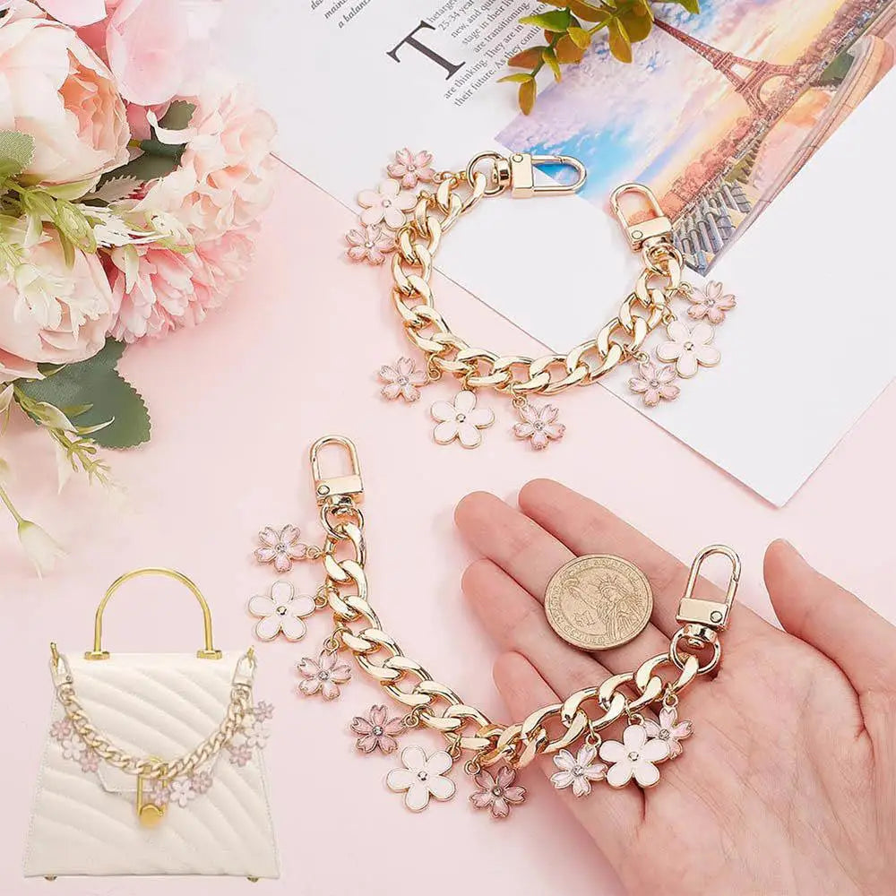 Personality Phone Charm New Chain Flower Wrist Style Anti Fall Phone Rope Bag Extension Strap Fashion Cherry Blossom Bag Pendant