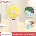 Large capacity battery: 10000mAh fan, power bank, usb battery, strong wind power, mini, handheld, desktop, portable, silent