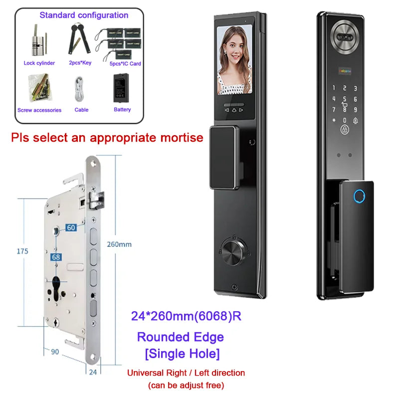 Wifi Tuya APP 3D Face Recognition Smart Door Lock With Camera Video Call Voice Intercom Digital Door Lock Automatic Door Lock