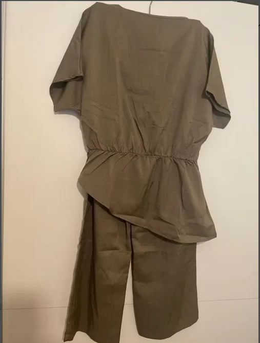 2 pieces women sets 2026 summer new fashion solid color irregular short-sleeved top+solid pant sets women's clothing