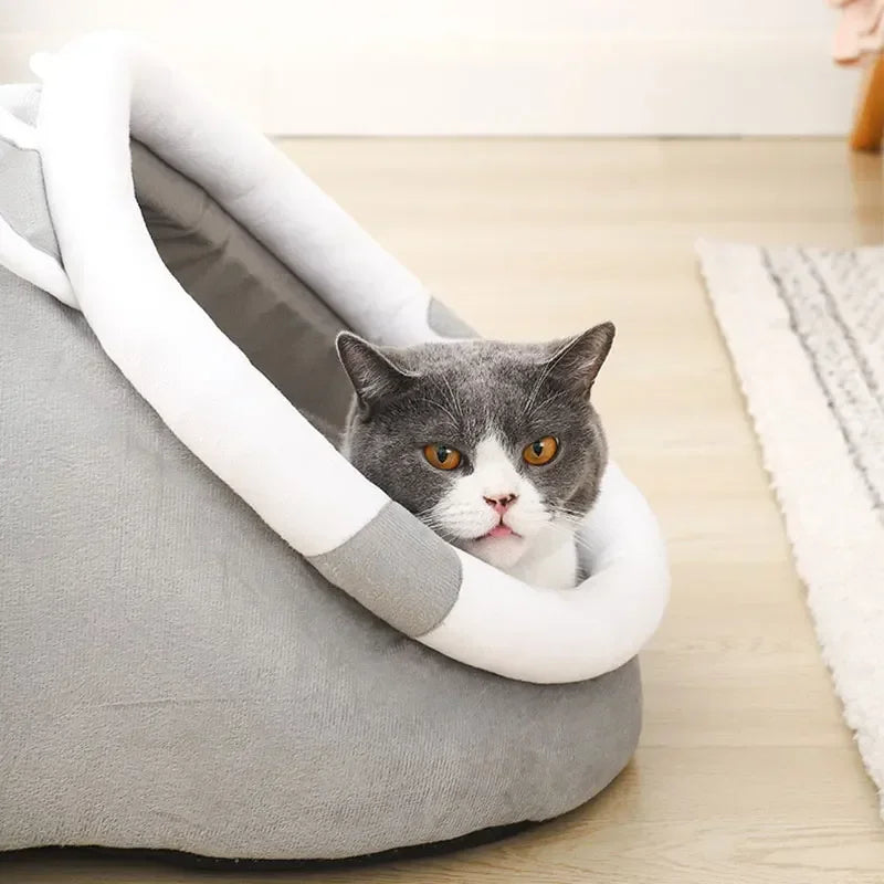 h Tent Cave Bed for Cats Small Dogs Self-Warming Cat Tent Bed Cat Hut Comfortable Pet Sleeping Bed Foldable Removable Washable