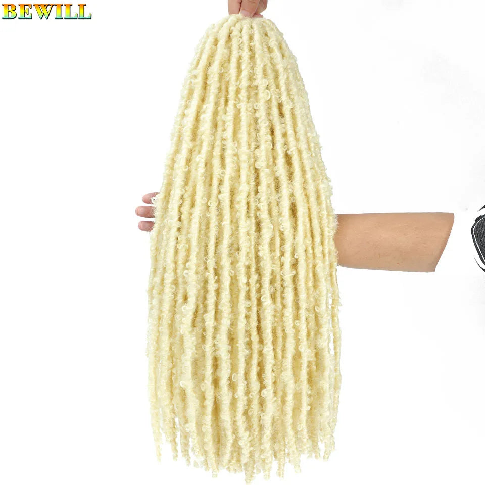 BEWILL 12 14 18 24 Inch Butterfly Locs Crochet Hair Pre-looped Synthetic Distressed Faux Braids Hair Soft Locs Goddess Locs Hair