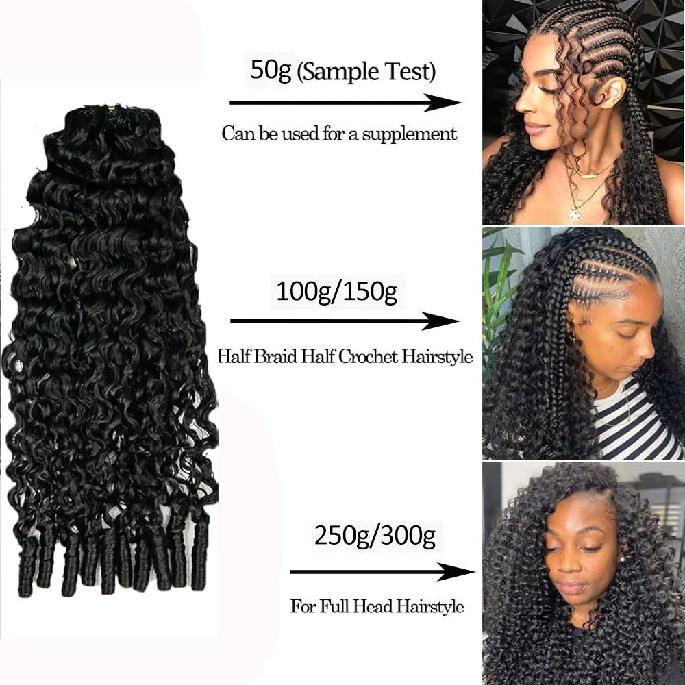 Burmese Curly Pre-Separated Miracle Knots Crochet Human Hair Extensions Boho Braids Feathered Human Crochet Hair For Braiding