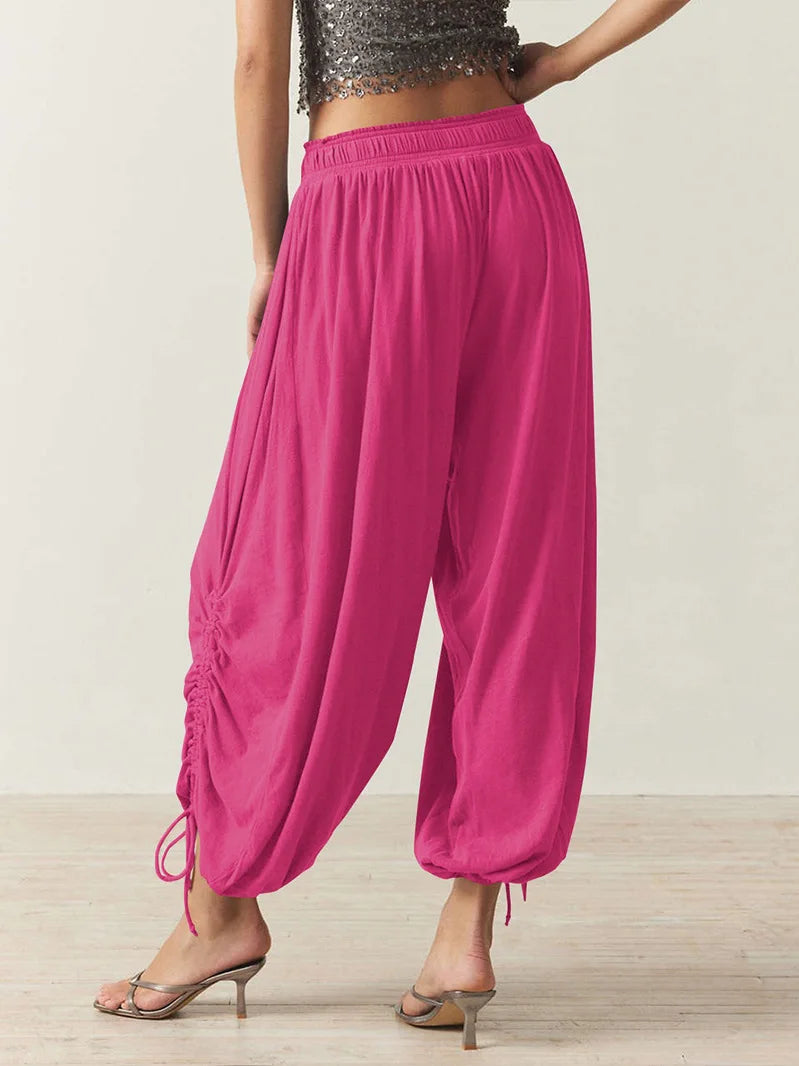 2026 New Drawstring Lantern Pants Women's Casual High Waist Loose Trousers Spring Summer Fashion Streetwear Female Joggers Pants